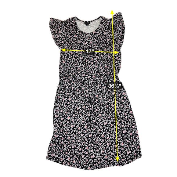 a.n.a. A New Approach Black‎ Floral Cap Sleeve Dress Womens Size Medium Pullover - Picture 10 of 10